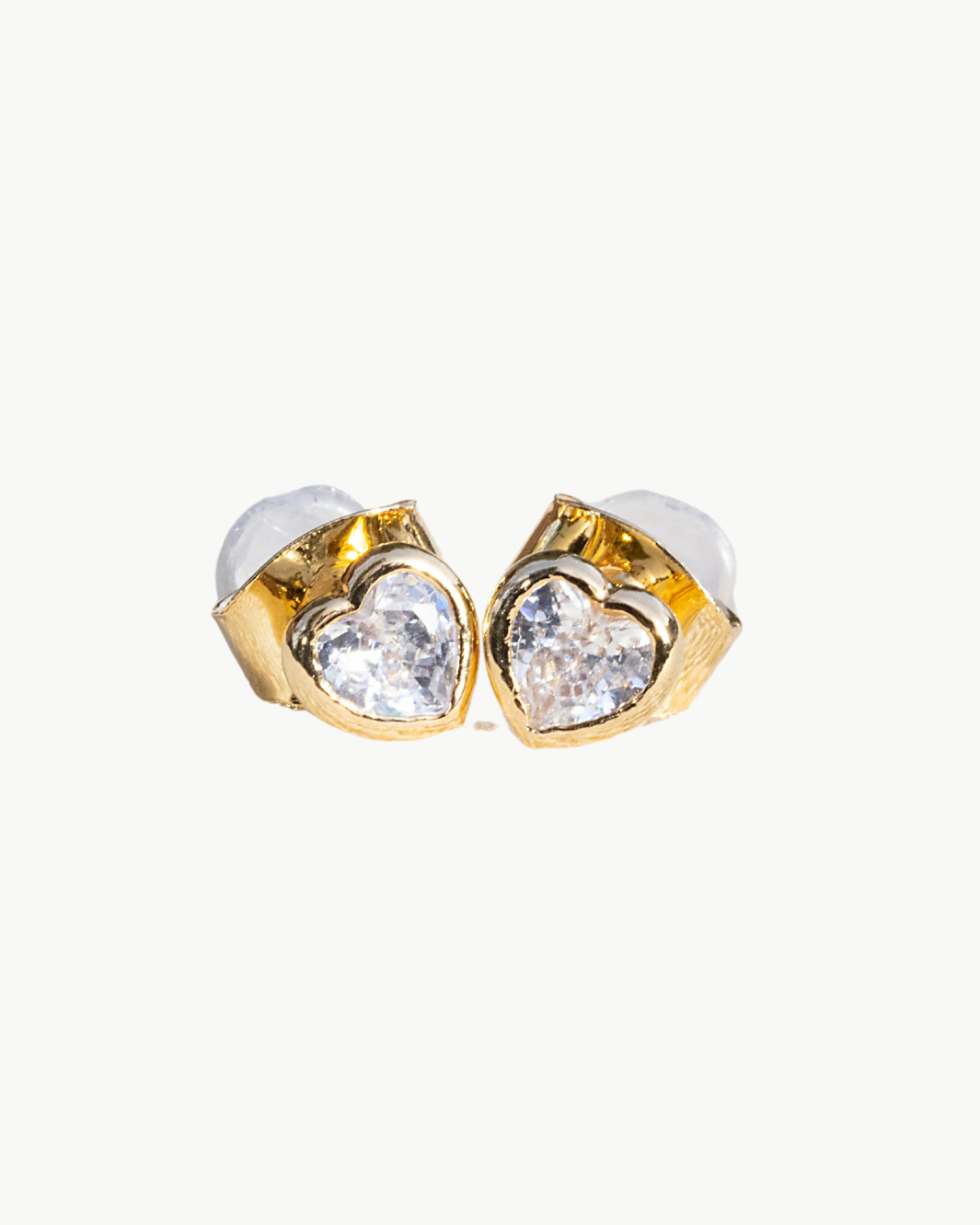 TEENY HEART STUD EARRINGS IN CLEAR