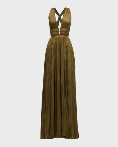 VEDA GOWN IN OLIVE - Romi Boutique