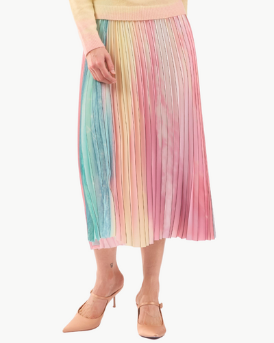 SCATTERED CLOUDS PLEATED SKIRT IN SPARKLING SURF