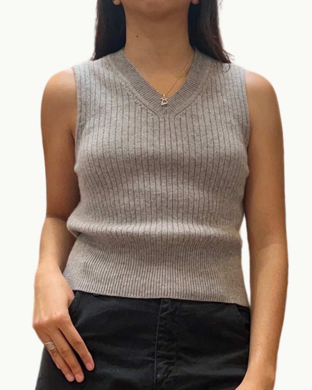 IKER SWEATER VEST IN HEATHER GREY