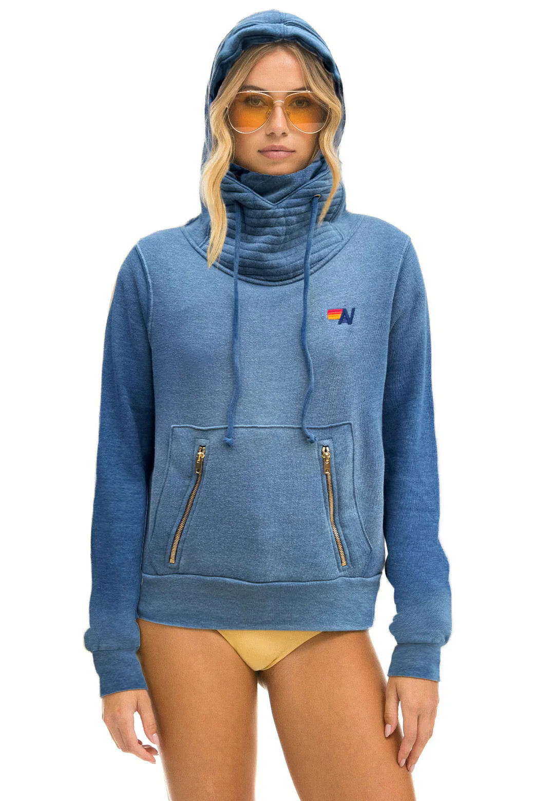 NINJA PULLOVER HOODIE IN FADED WATER