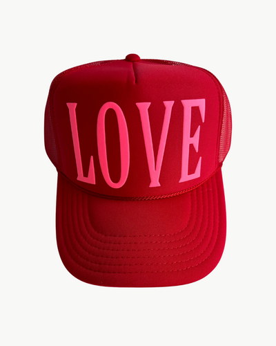 LOVE DAYS TRUCKER HAT IN RED