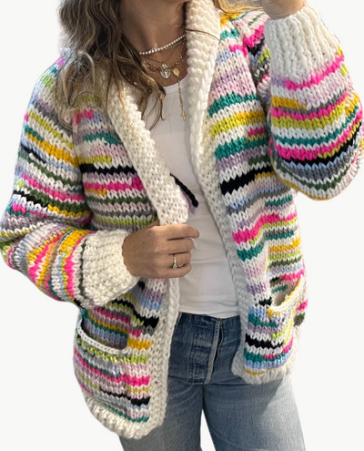 LONG CLASSIC NO WASTE CARDI IN MULTI