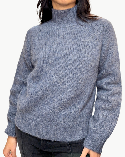 MYFFIE KNIT PULLOVER IN BLUE DENIM/SILVER