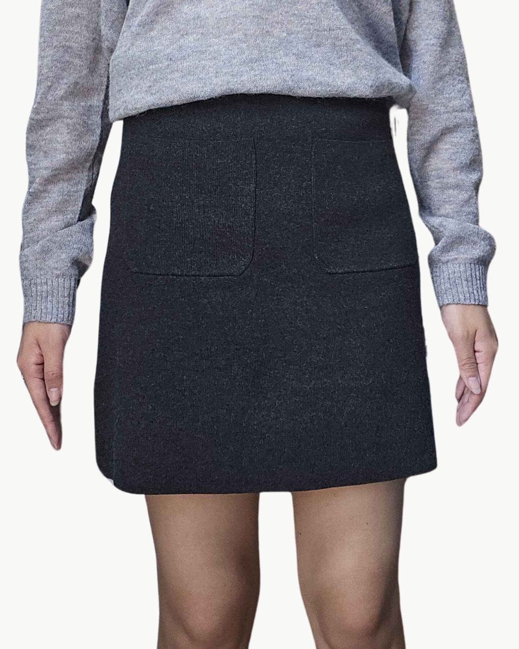 MESSINA WOMAN KNITTED SKIRT IN DARK GREY