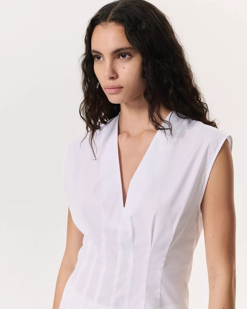 INES POPLIN TOP IN WHITE