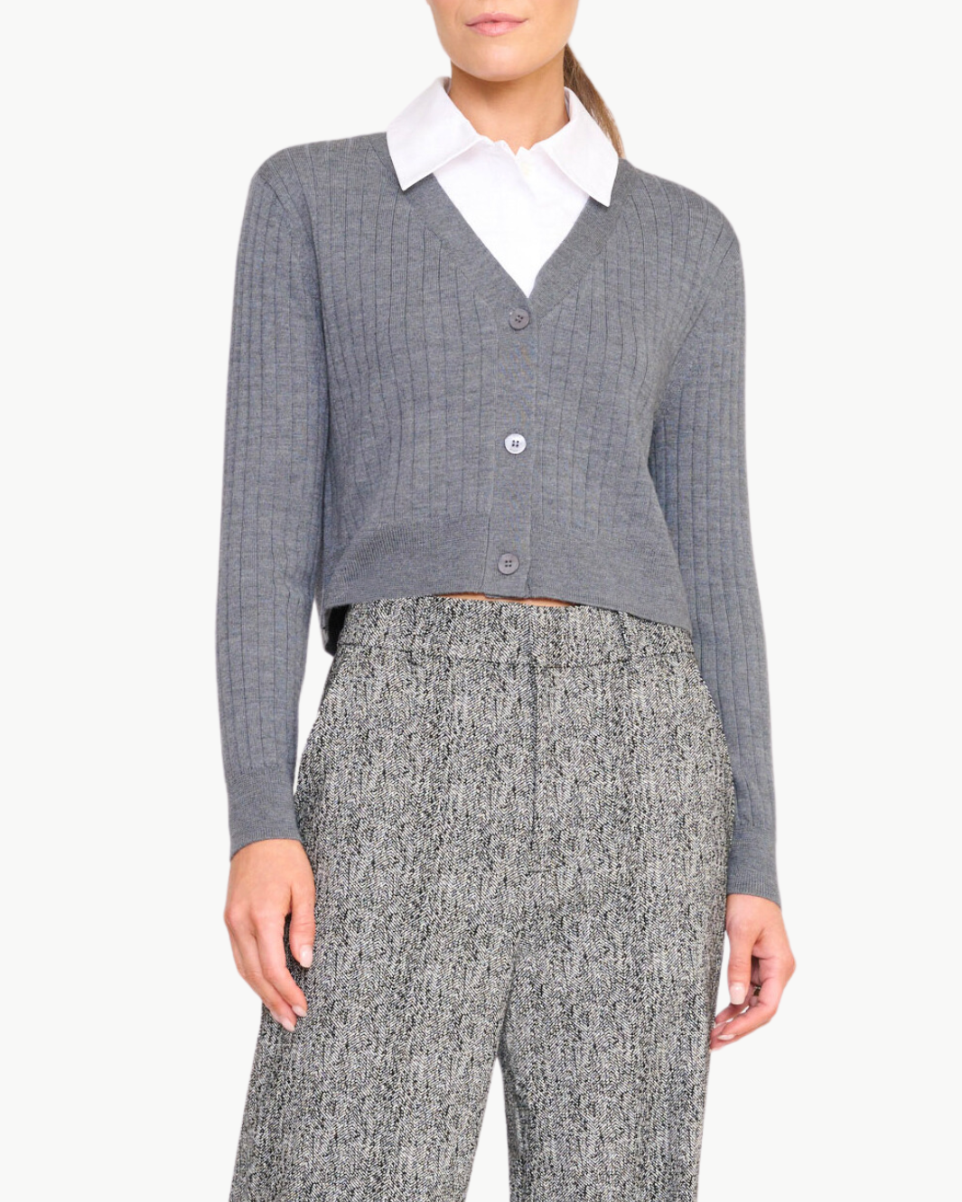 WALLIS SWEATER IN CHARCOAL/WHITE