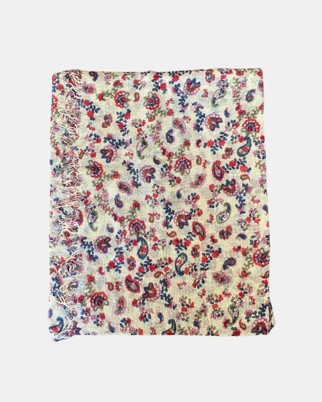 TRADITIONAL FLORAL SCARF IN CLOUD CREAM