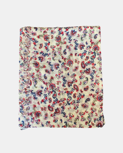 TRADITIONAL FLORAL SCARF IN CLOUD CREAM