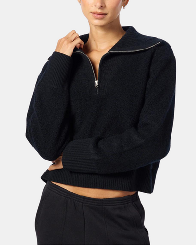 TINSLEY HALF ZIP PULLOVER IN BLACK