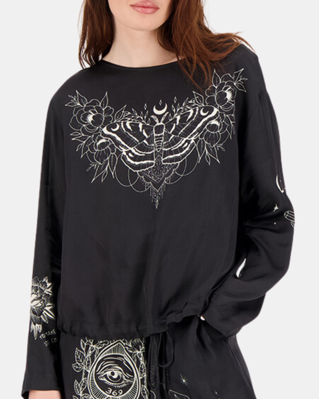 BEATRICE BLOUSON TOP IN BLACK MAGIC