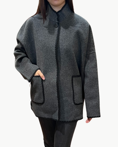 VALENTINE WOMAN WOVEN COAT IN ANTHRACITE