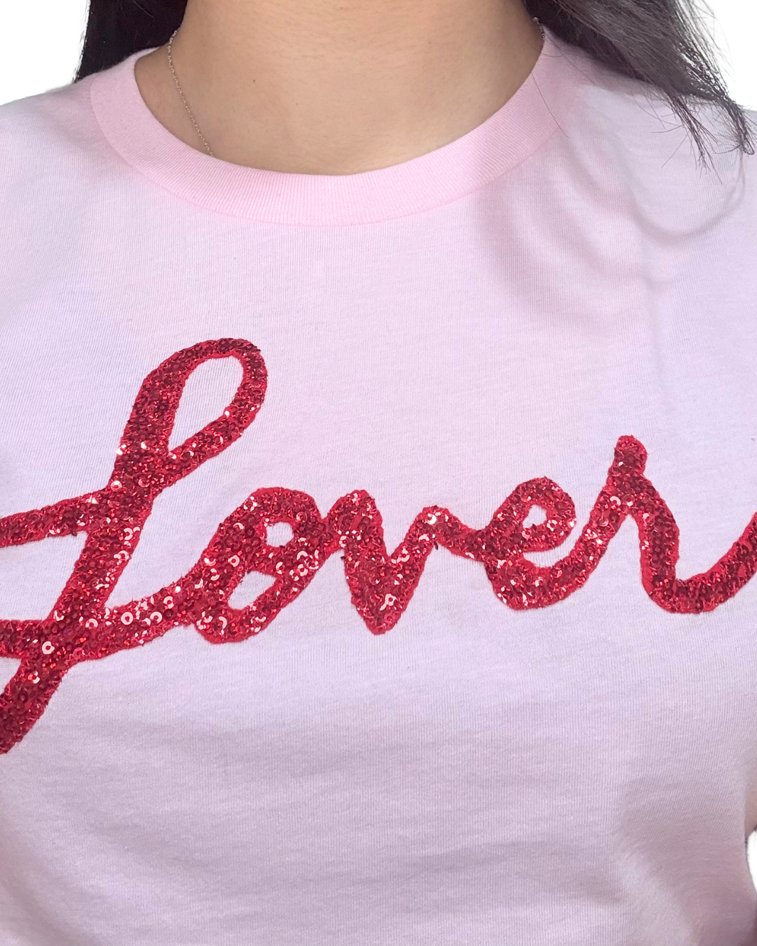 SEQUIN LOVER TEE IN PINK