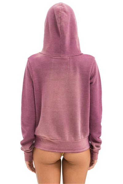 BOLT STITCH 2 ZIP HOODIE IN FADED BERRY