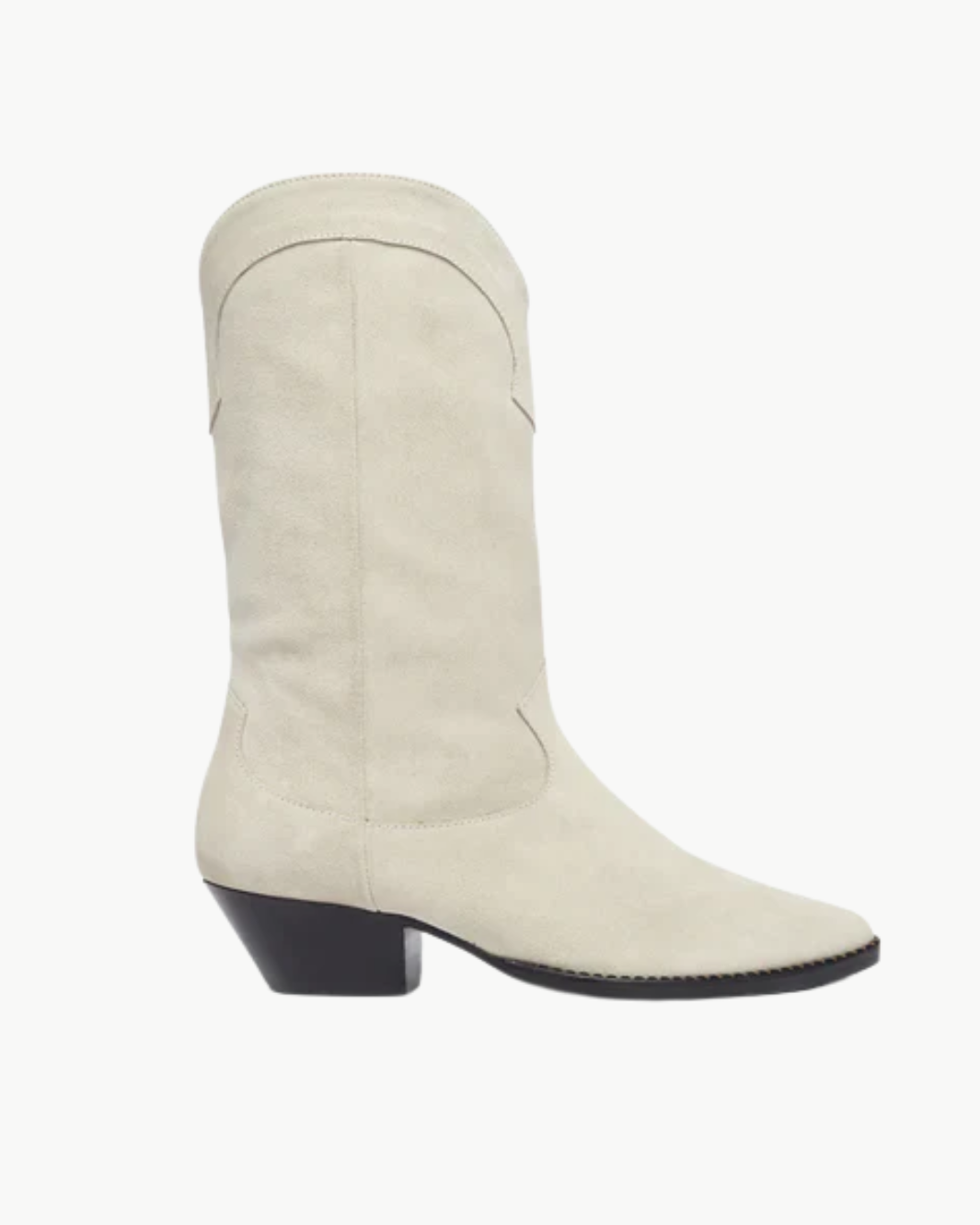 LORETTA WESTERN BOOT IN BONE SUEDE