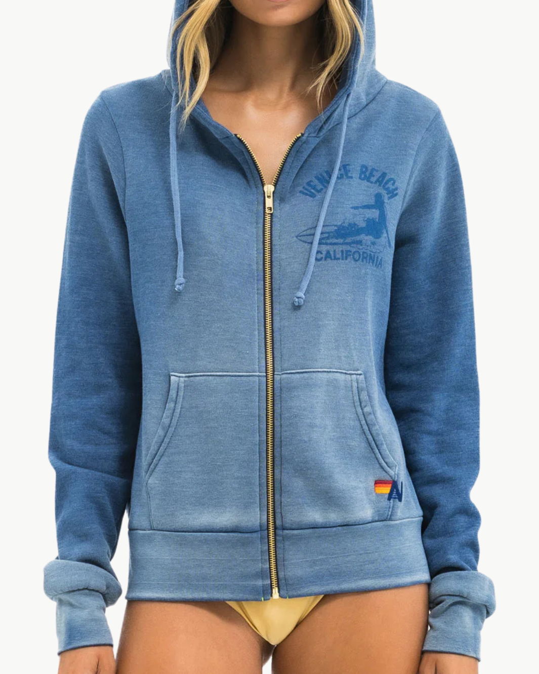 VENICE SURFER ZIP HOODIE IN FADED WATER