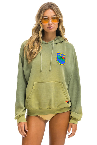 CALIFORNIA PALM PATCH RELAXED HOODIE IN FADED ARMY