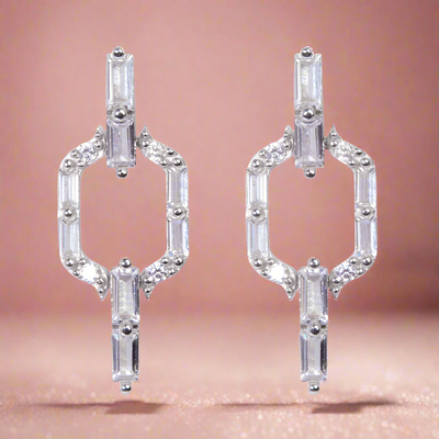 LIAM EARRINGS IN WHITE RHODIUM