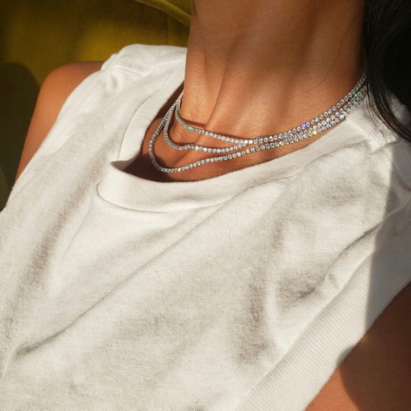 TISH TENNIS NECKLACE IN WHITE RHODIUM