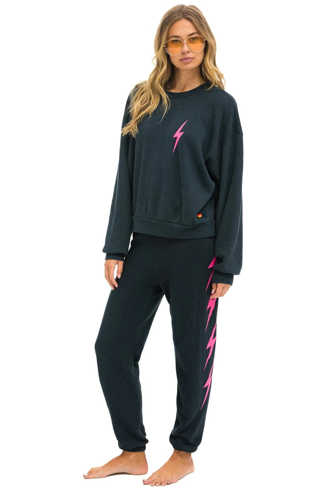 BOLT 4 SWEATPANTS IN CHARCOAL/NEON PINK