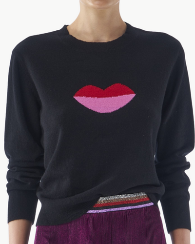 HOT LIPS KNIT SWEATER IN BLACK