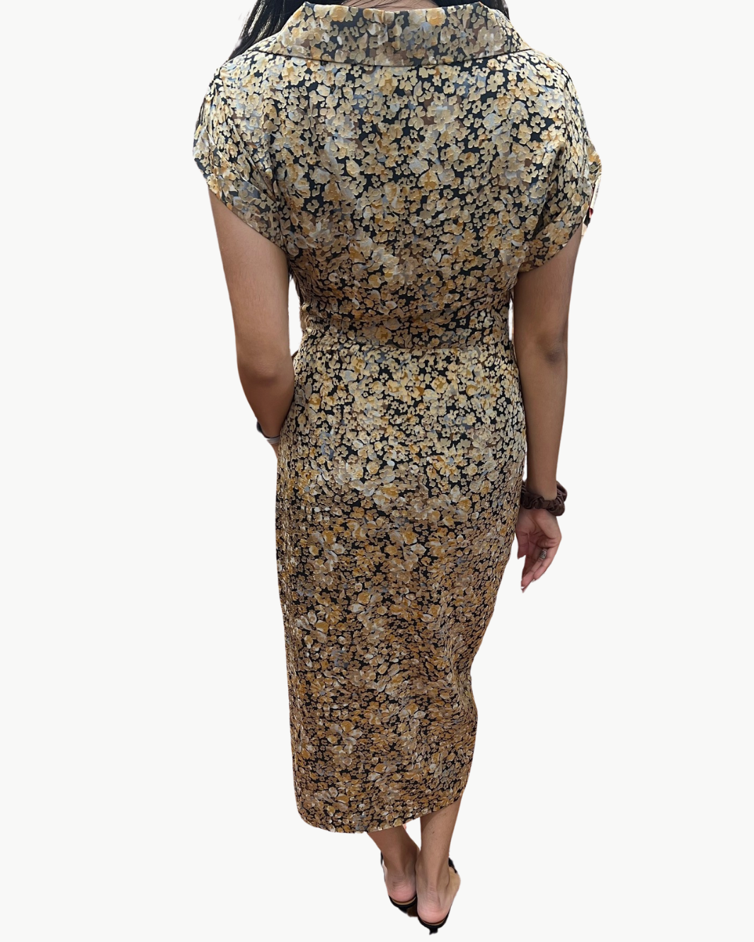 KALI DRESS IN GOLD DUSTED PRINT