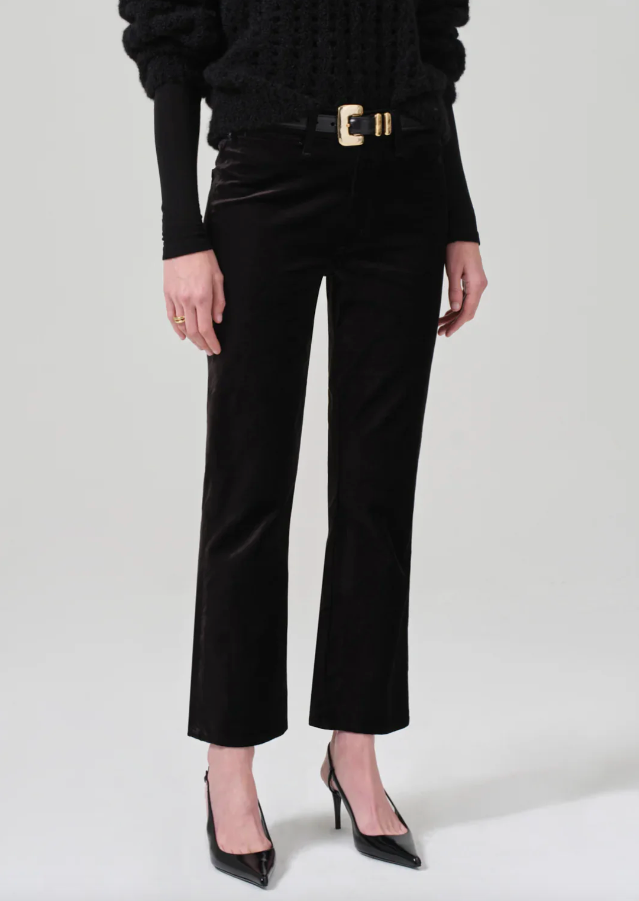 ISOLA CROPPED VELVET TROUSER IN BLACK