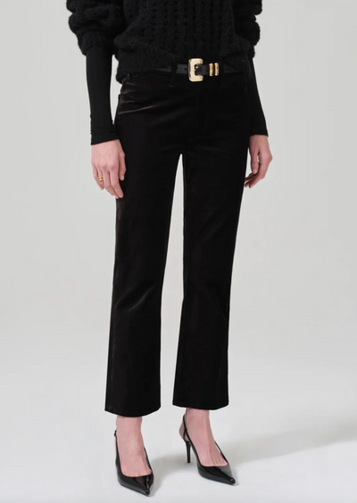 ISOLA CROPPED VELVET TROUSER IN BLACK