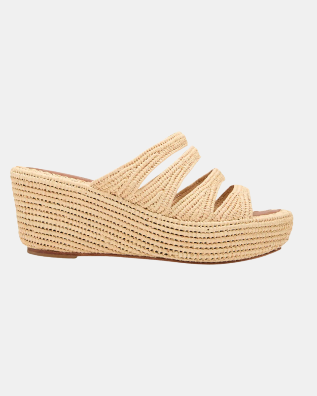 MEDI RAFFIA WEDGE SLIDE SANDALS IN NATURAL - Romi Boutique