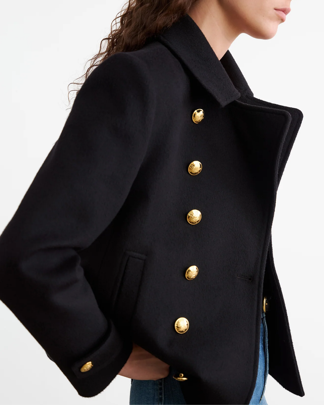 ORNELLA CROPPED PEACOAT IN BLACK