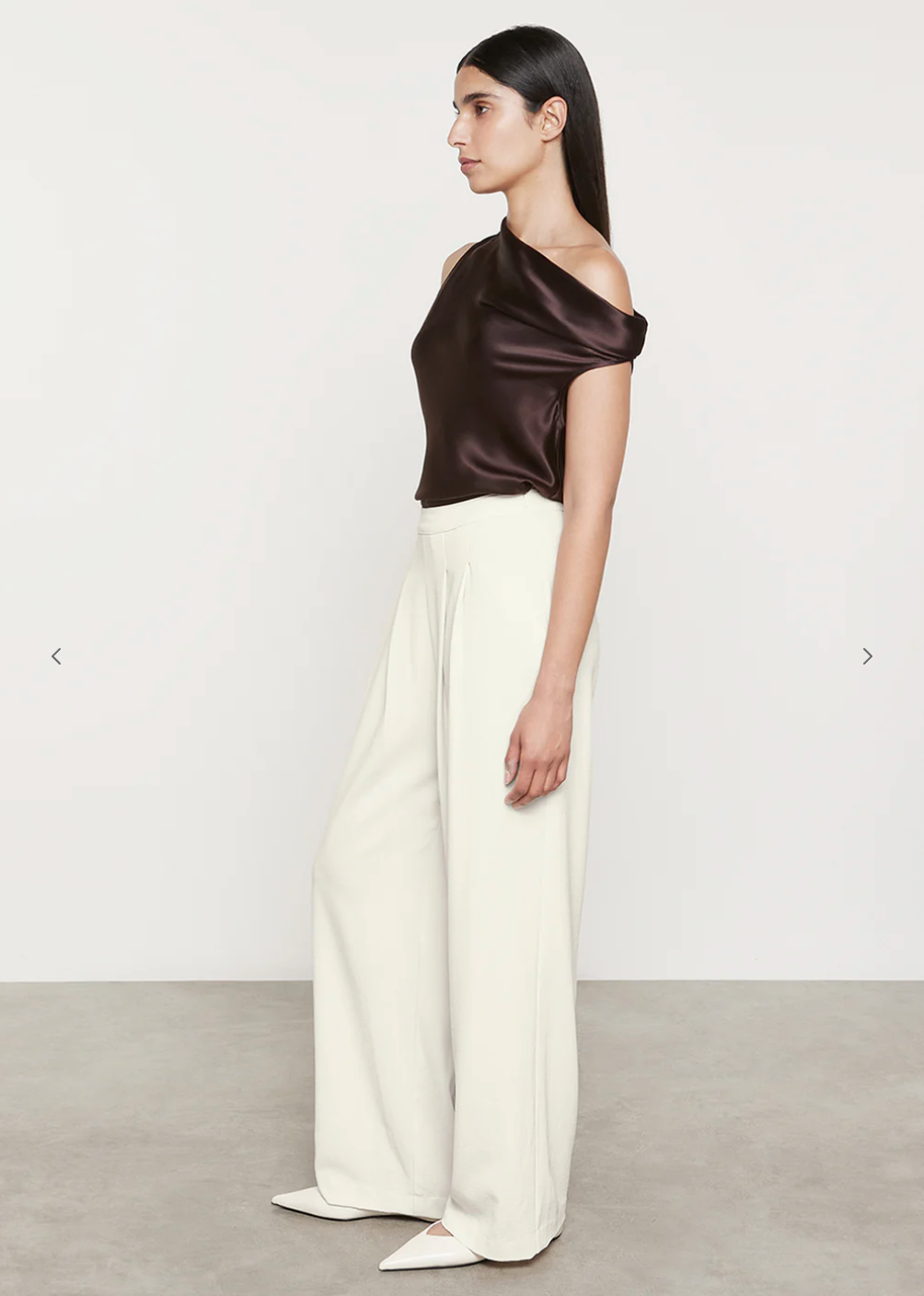 SILK BIAS OFF-SHOULDER IN BROWN