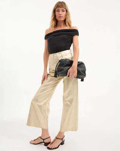 TAYLOR CROPPED HIGH RISE WIDE LEG METALLIC IN GOLD