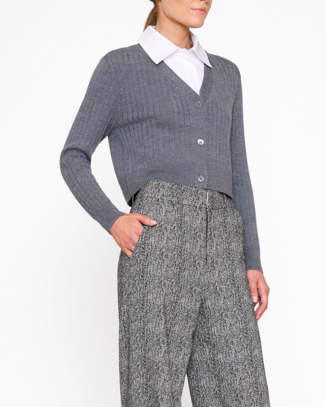 WALLIS SWEATER IN CHARCOAL/WHITE