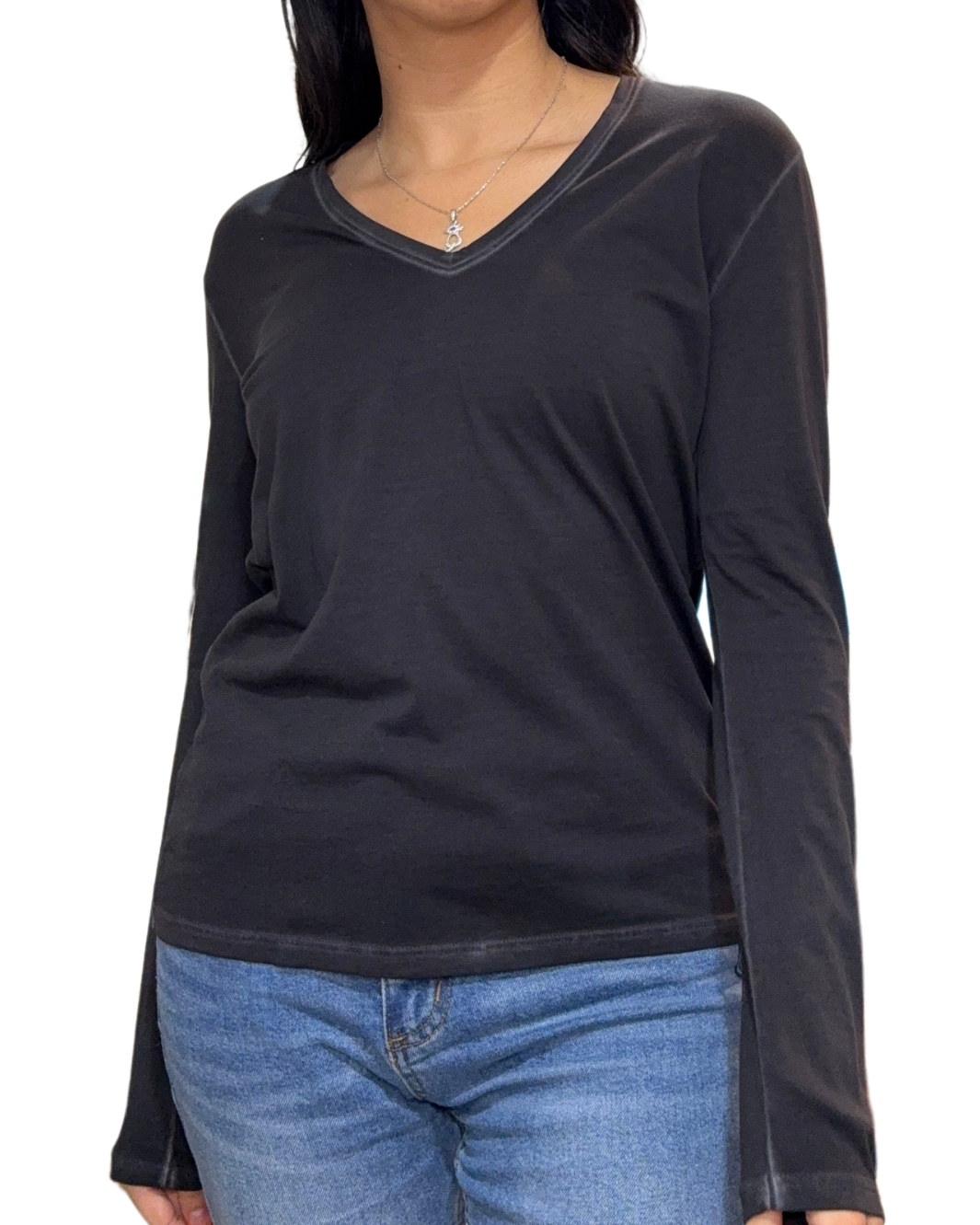 CHLOE LONG-SLEEVE T-SHIRT IN GRAPHITE