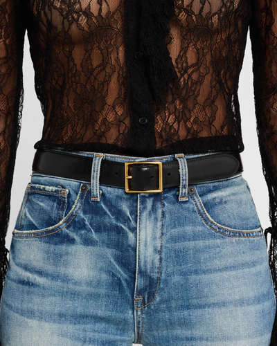 GABRIELE BELT IN BLACK WITH ANTIQUE GOLD BUCKLE