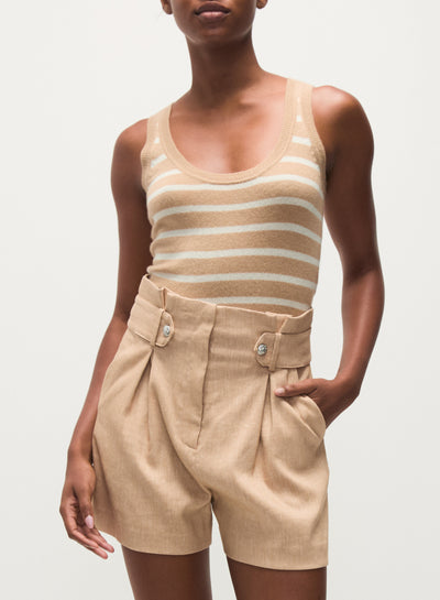 BIRKE CASHMERE TANK IN SAND/IVORY