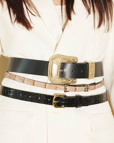 ROHRI BELT IN KHAKI EMBOSSED CROC