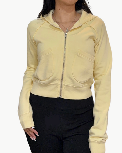 JAX FRONT ZIP HOOD BOMBER JACKET IN LEMONADE