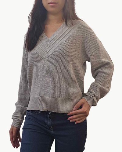 WILMA V NECK SWEATER IN HEATHER