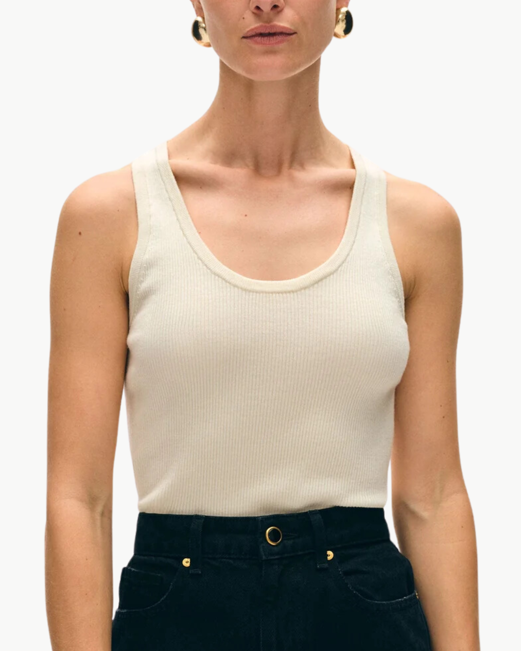 SUPERFINE MERINO RIBBED TANK TOP IN IVORY