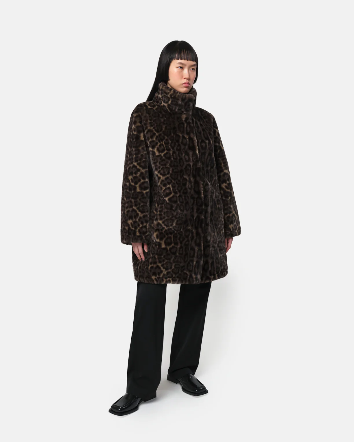 BLAIR LEOPARD MID-LENGTH COAT IN DARK LEOPARD