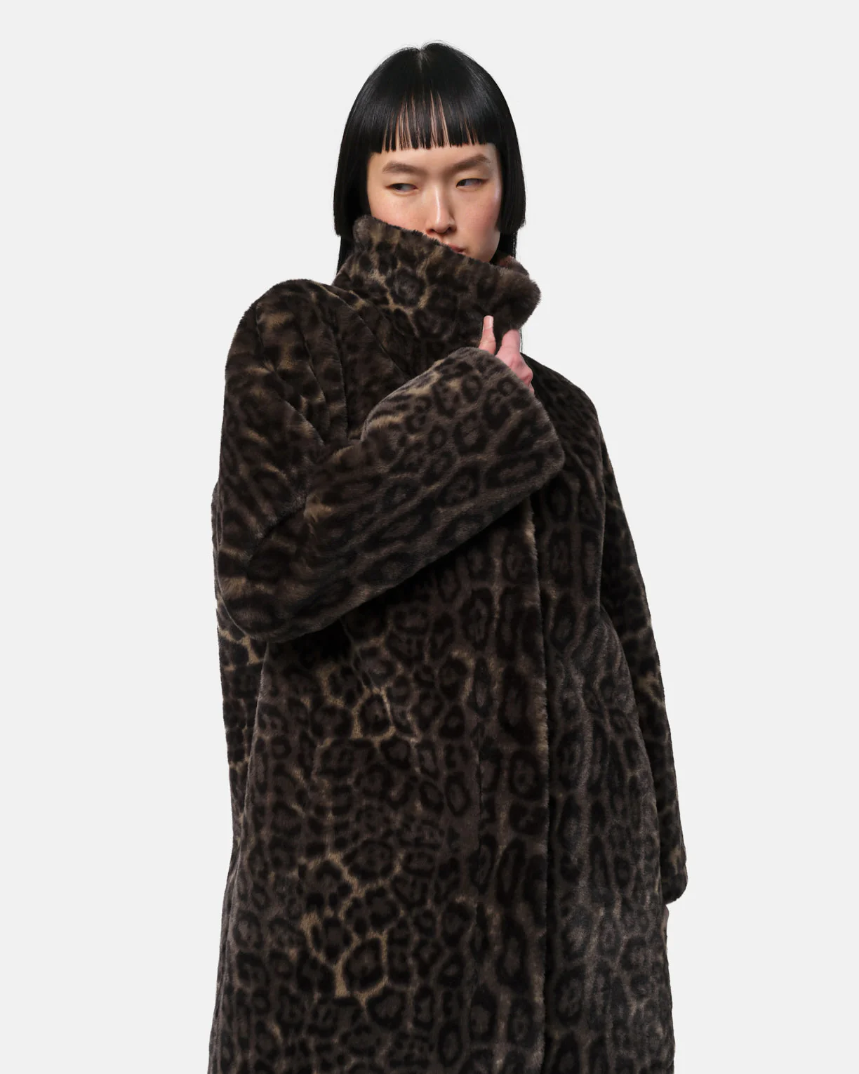 BLAIR LEOPARD MID-LENGTH COAT IN DARK LEOPARD