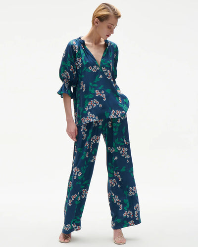 HALIMA TOP IN WISPY FLORAL SLATE NAVY