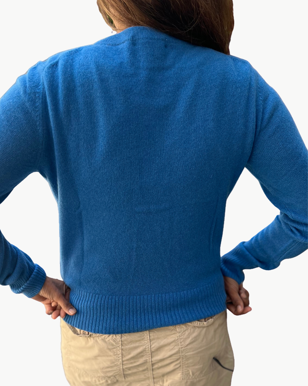 CASHMERE SHRUNKEN CREWNECK IN BLUE JEAN