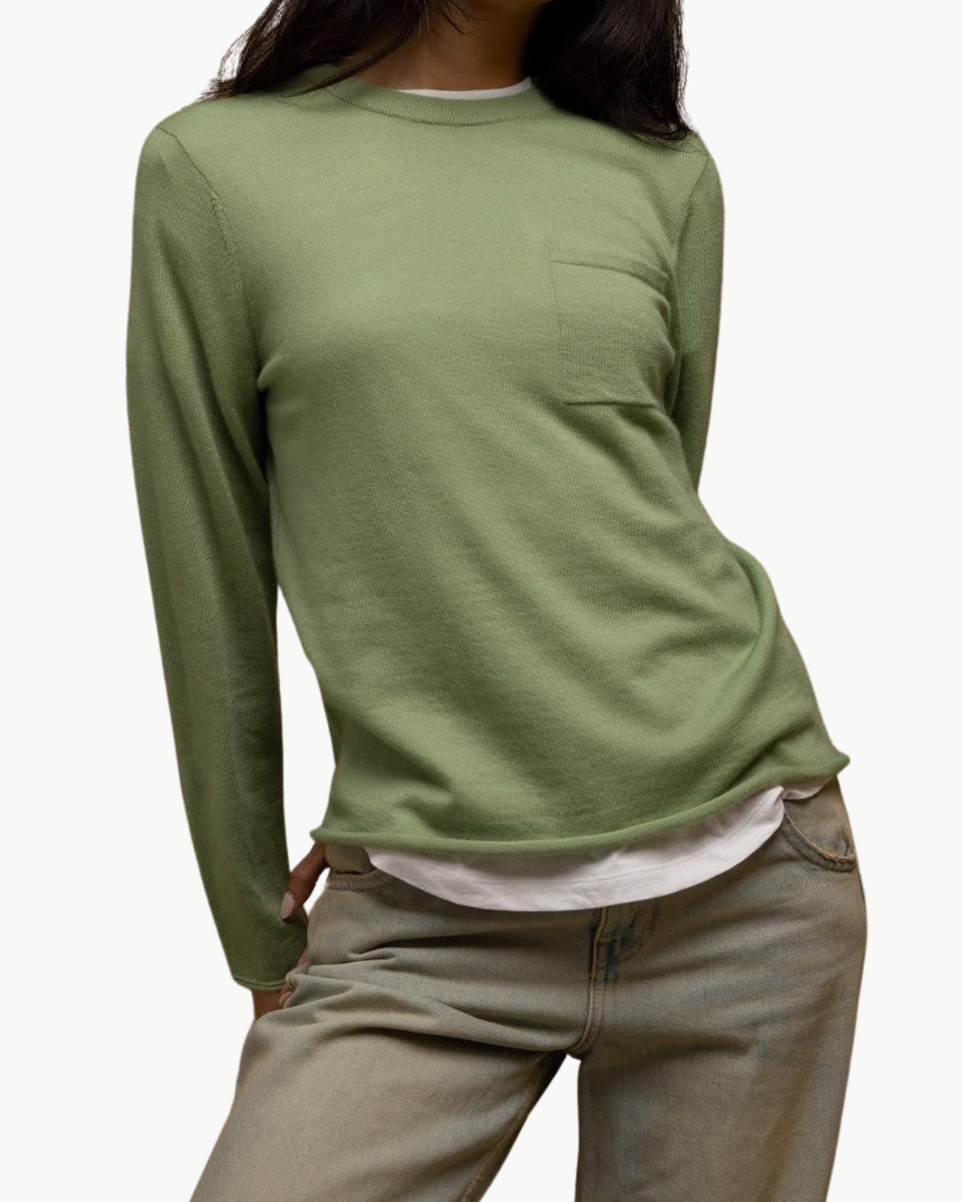 AINA CASHMERE T-SHIRT IN MOSS