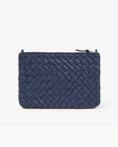 FLAT CLUTCH WITH TABS IN BRIGHT NAVY WOVEN