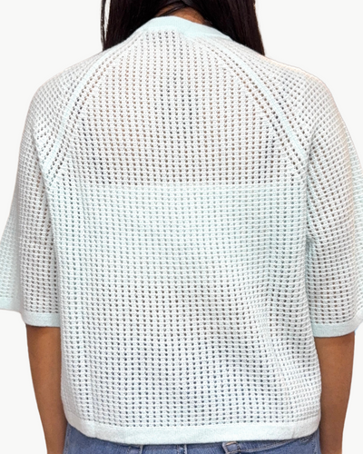 SHORT SLEEVE MESH RAGLAN CREW IN SEAFROST