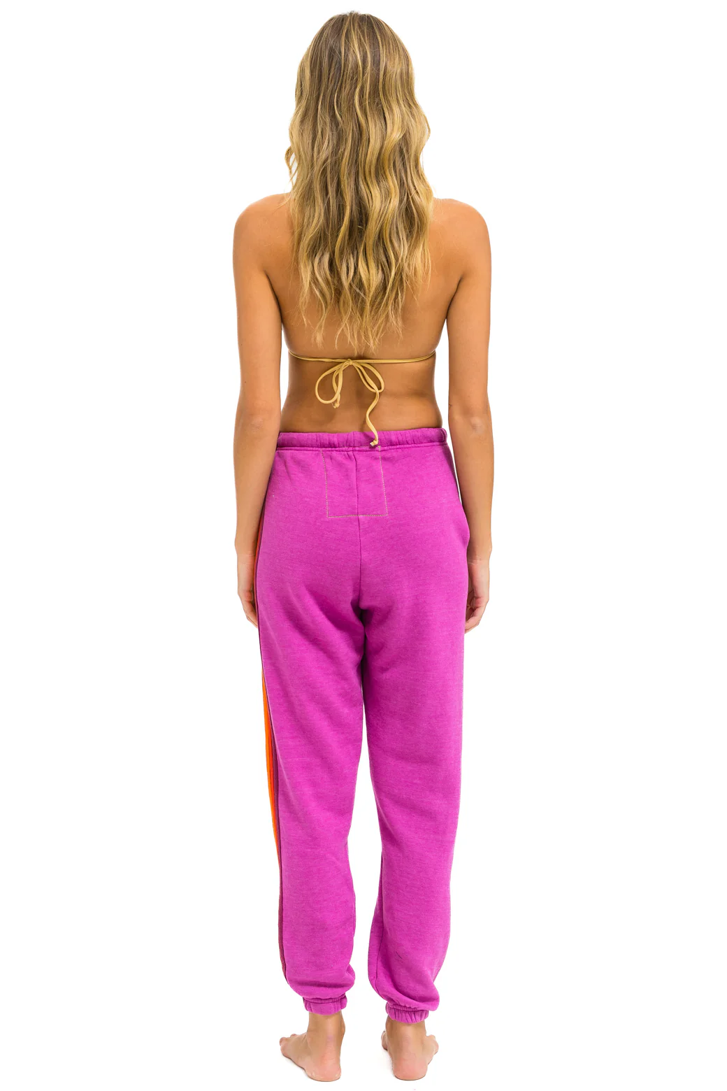 5 STRIPE WOMENS SWEATPANT IN MAGENTA/ORANGE YELLOW