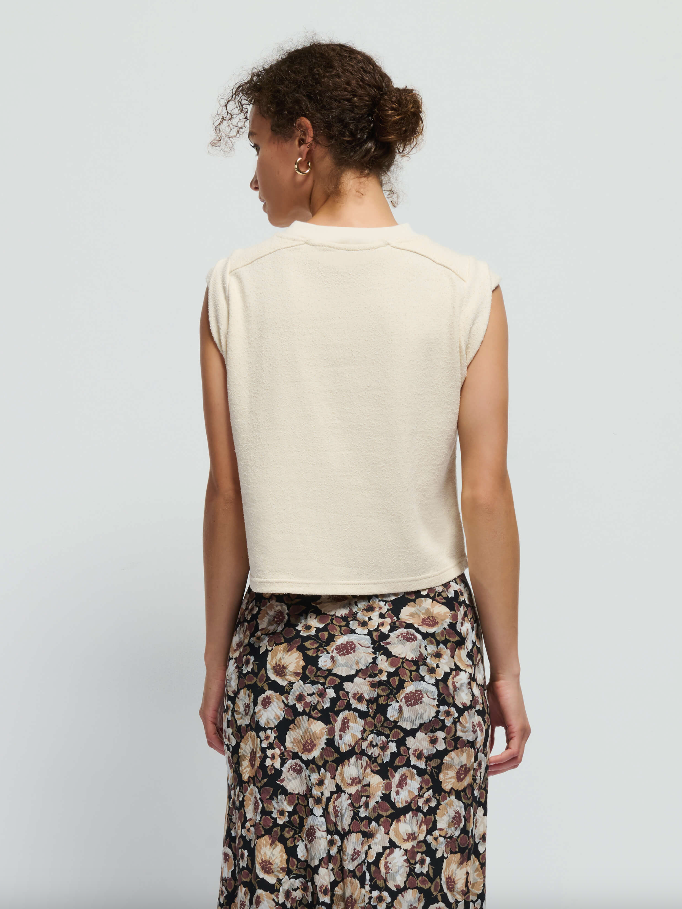 MAE ROLLED SLEEVE TANK IN CREAM