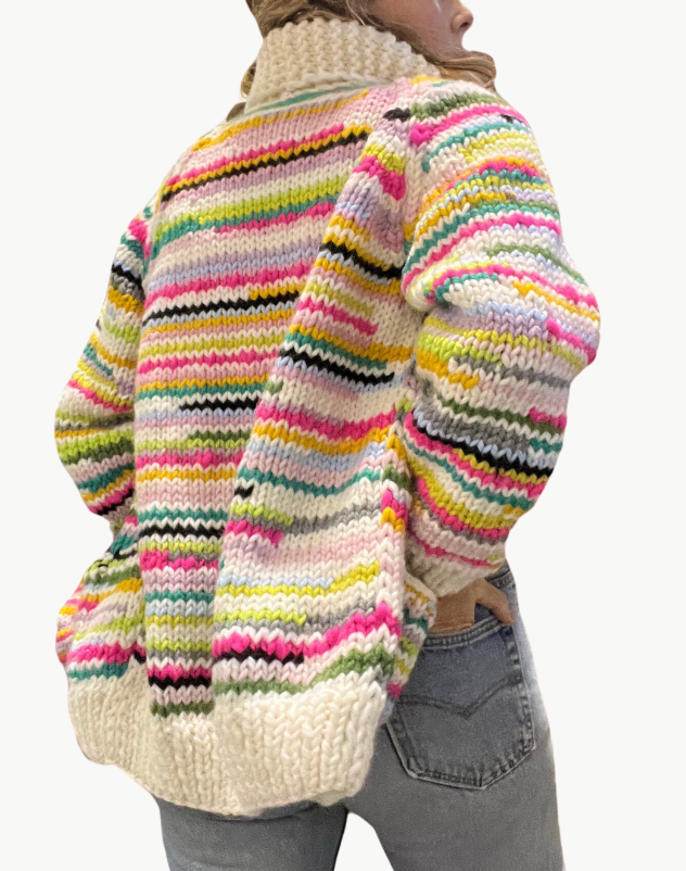 LONG CLASSIC NO WASTE CARDI IN MULTI